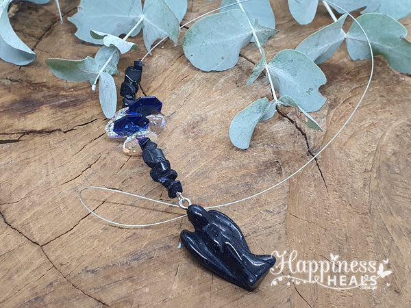 Blue Goldstone Angel and Chip Suncatcher