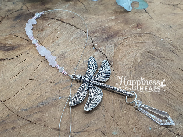 Rose Quartz Dragonfly Sun Catcher