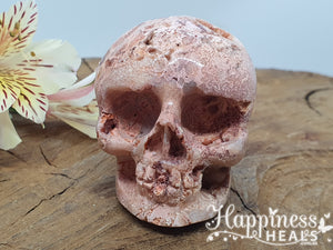 Pink Crazy Lace Agate Skull