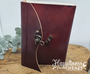 Leather Recycled Paper Journal - Bronze Clasp - 12cm x 18cm