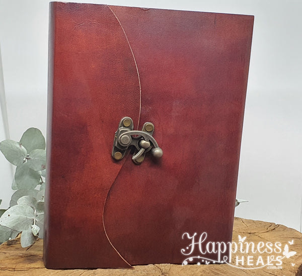leather Recycled Paper Journal - Bronze Clasp - 18cm x 23cm