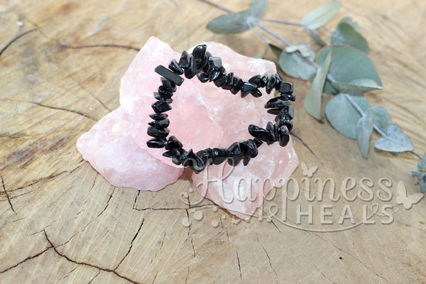 🖤 Black Obsidian Chip Bracelet – Protection & Grounding 🖤